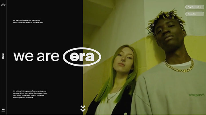Homepage von We Are Era, europäische Influencer- und Creator-Marketing-Agentur, mit modernem Design und Fokus auf Purpose-Driven Storytelling.